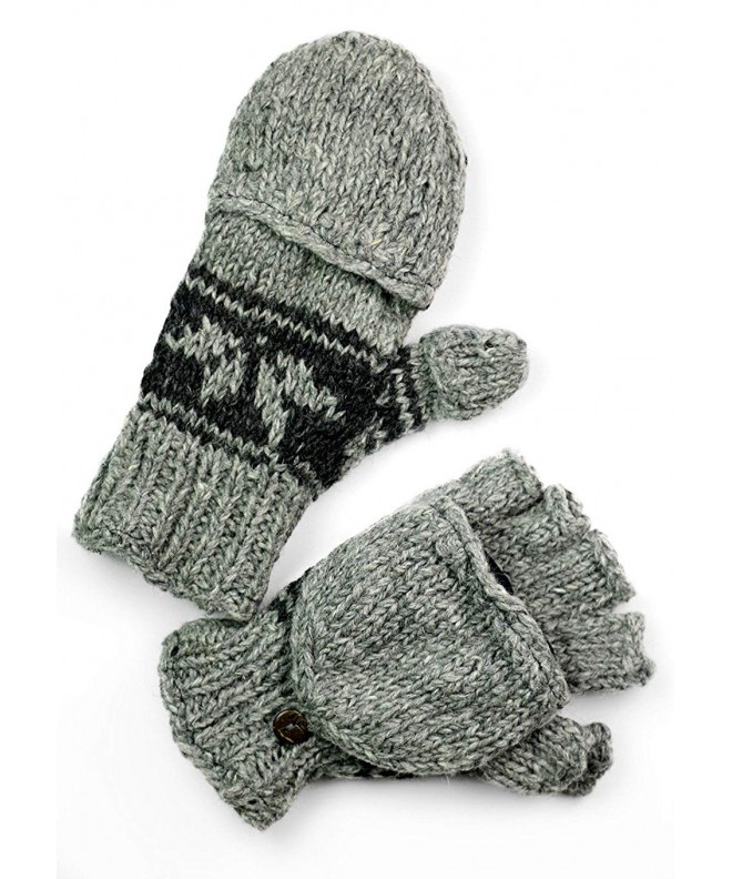Womens Hand Knit Snowflake Glittens