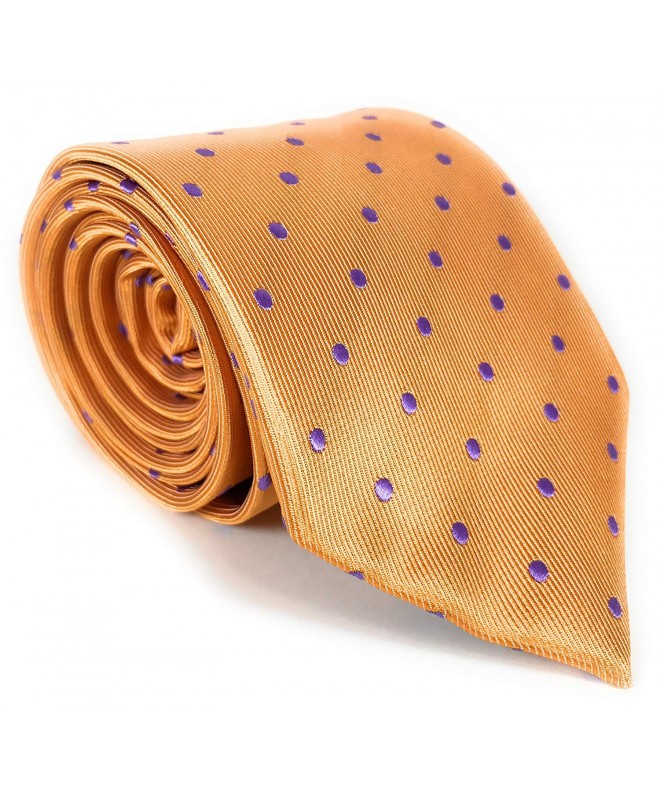 Orange Silk Necktie Purple Polka