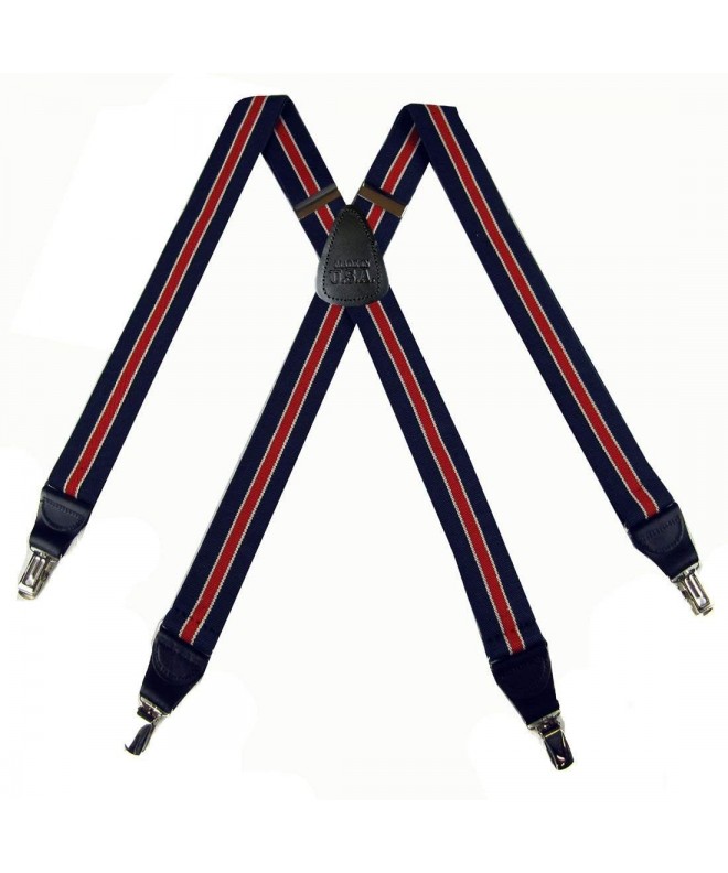Navy White Made Striped Suspenders