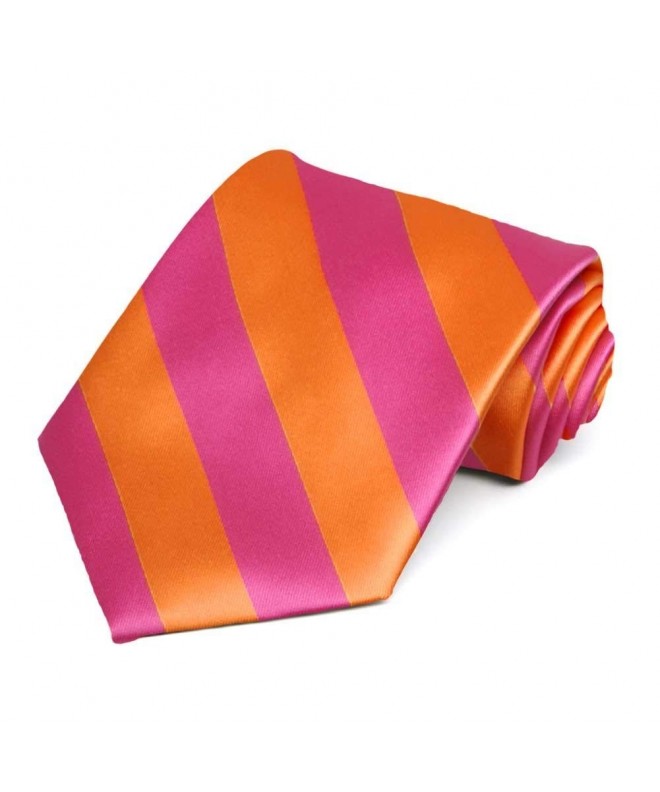 Hot Pink Orange Striped Tie