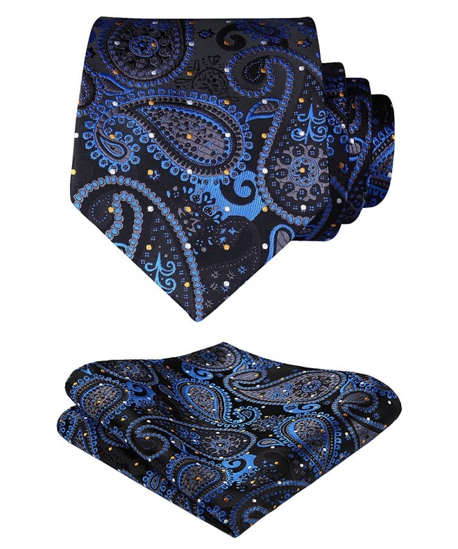 HISDERN Floral Paisley Handkerchief Necktie
