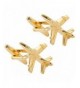 Golden Toned Stainless Cufflinks Airplane