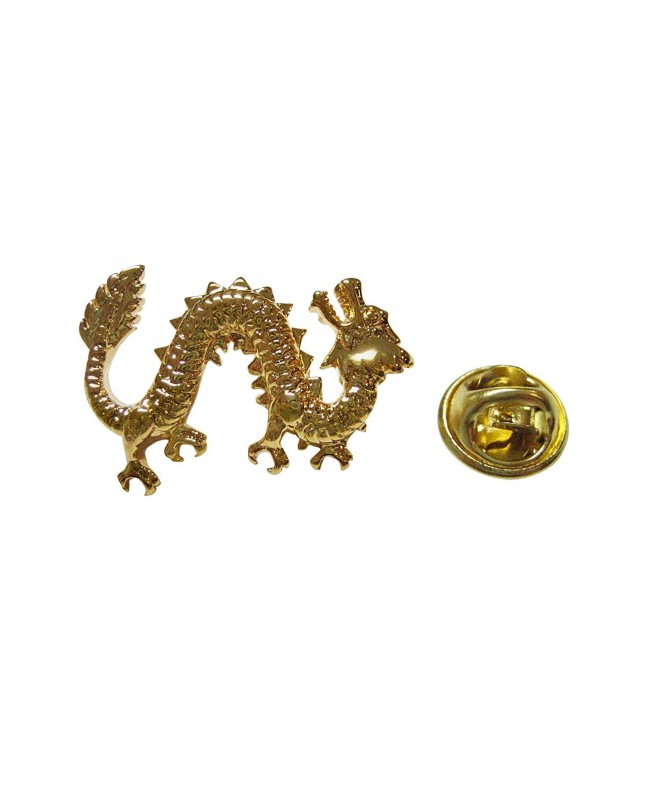 Gold Toned Length Dragon Lapel