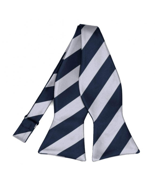 TieMart Navy Silver Striped Self Tie