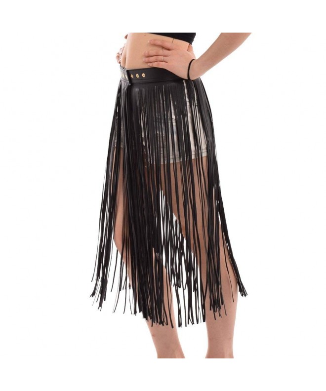 BLESSUME Fringed Skirt Adjustable Waistband