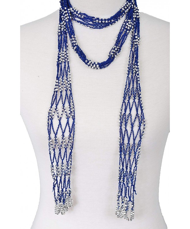 Fishnet Beaded infinity necklace BLY01 RBLU
