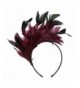 Womens Feather Headband Fascinator Burgundy