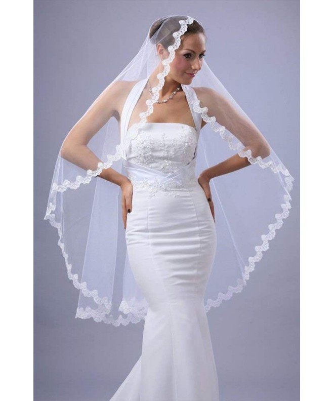 Bridal Wedding Mantilla Length Scallop