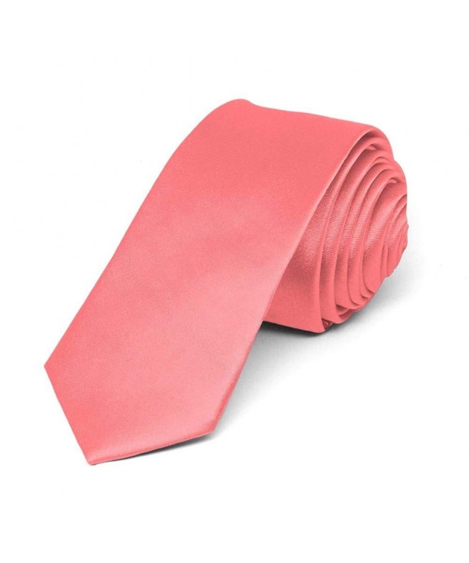 TieMart Coral Skinny Solid Necktie