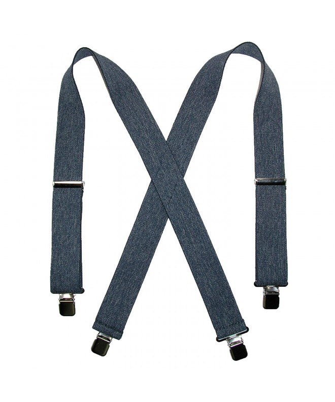 CTM Mens Denim Clip End Suspenders