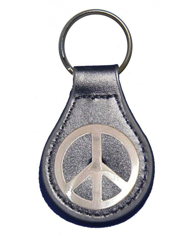 Peace Sign leather keychain Black