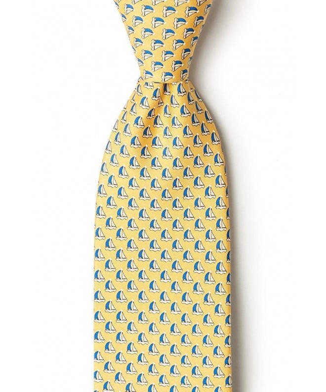 Yellow Nautical Micro Sailboats Necktie