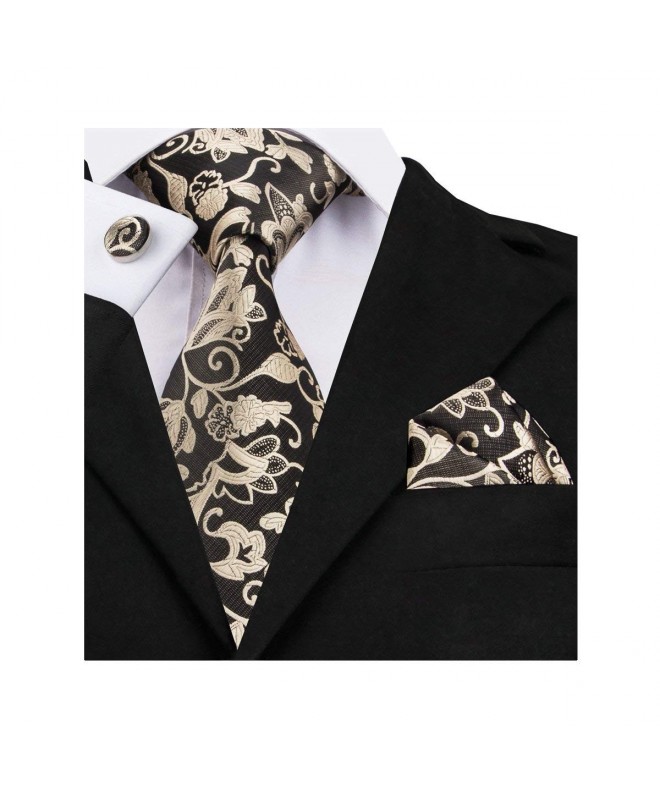 Barry Wang Flower Neckties Woven Black