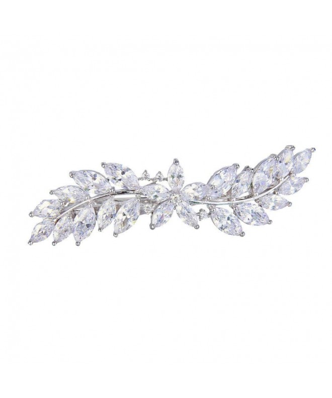EVER FAITH Marquise Shaped Hibiscus Silver Tone