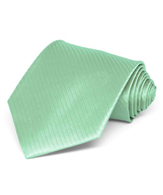 TieMart Seafoam Herringbone Silk Necktie