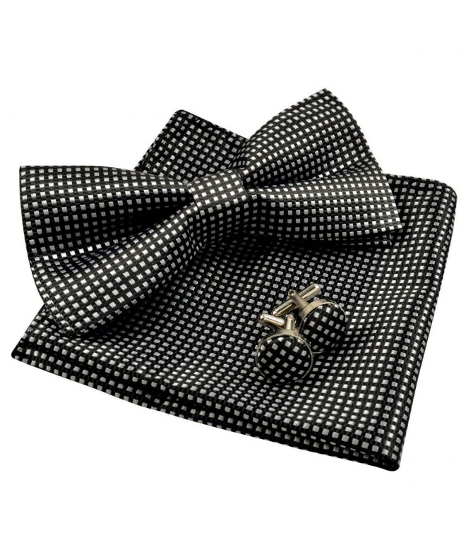 Mens Checkered Handkerchief Cufflinks Black