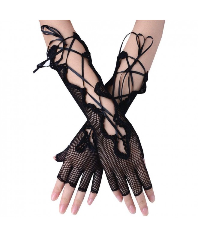 JISEN Women Fishnet Fingerless Gloves