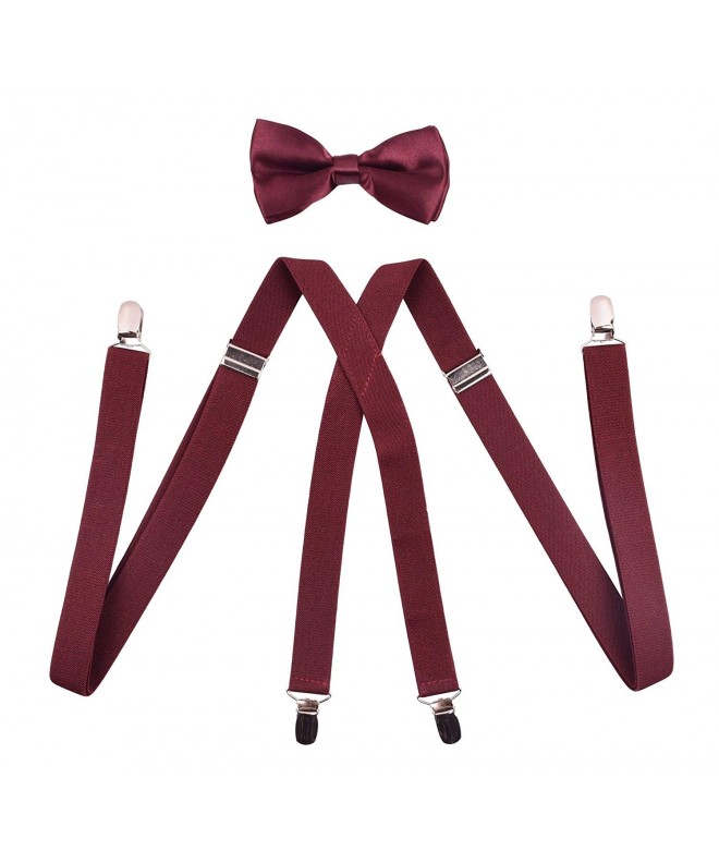 PZLE Adjustable Elastic Suspenders Winered